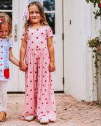 Leggy Romper - Apple Gingham Pink Viscose Lined Scoop Pockets