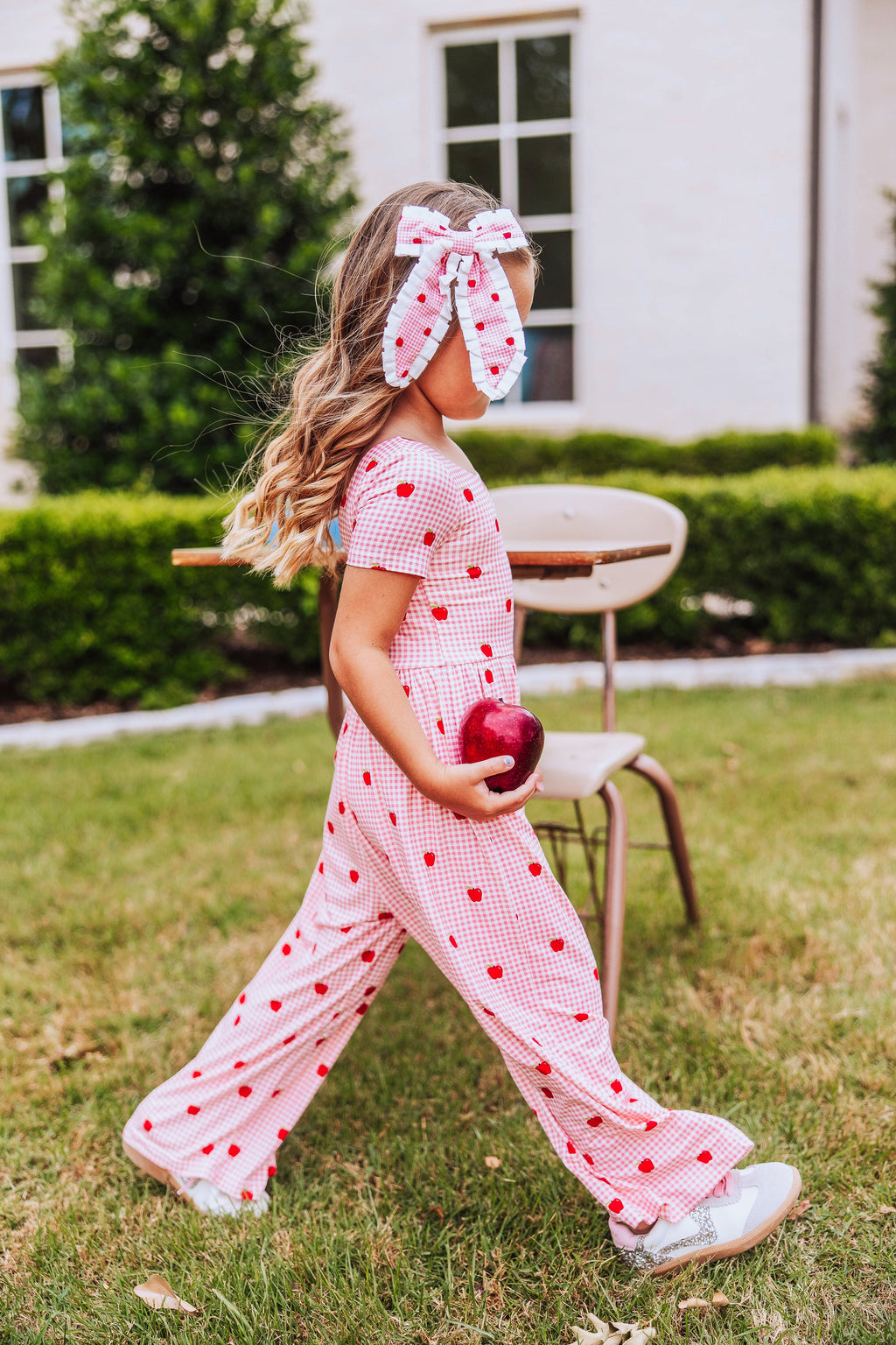 Leggy Romper - Apple Gingham Pink Viscose Lined Scoop Pockets