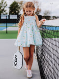 Smocked Dress - Pickleball Cotton Lined Lace Shoulder Ties