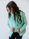 Puffer Vest - Seafoam Green Zip Lined Side Pockets