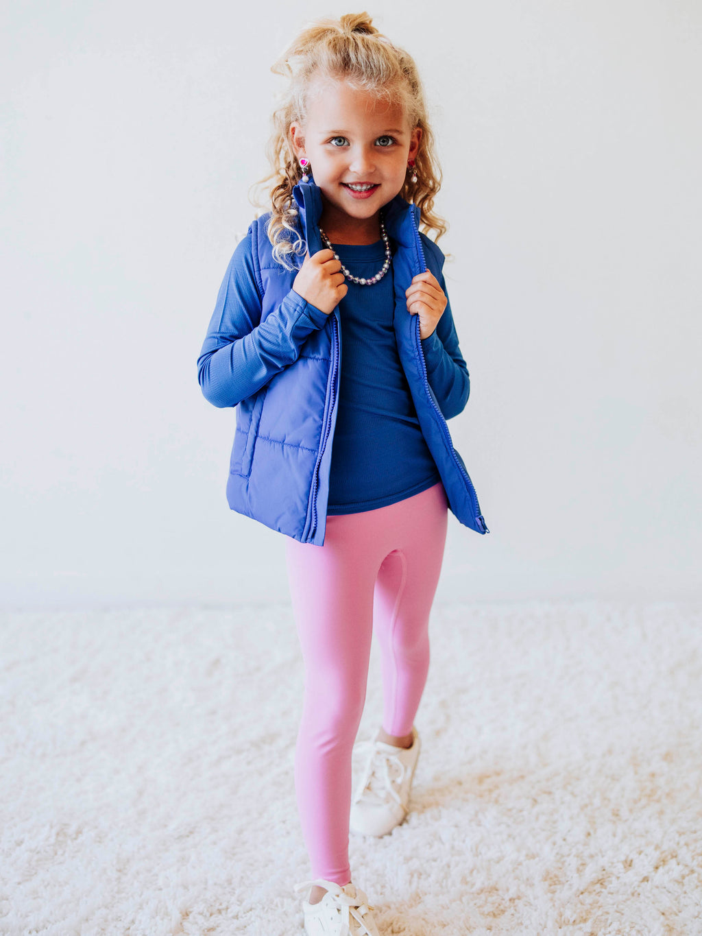 Puffer Vest - Royal Blue Zip Lined Stand Collar