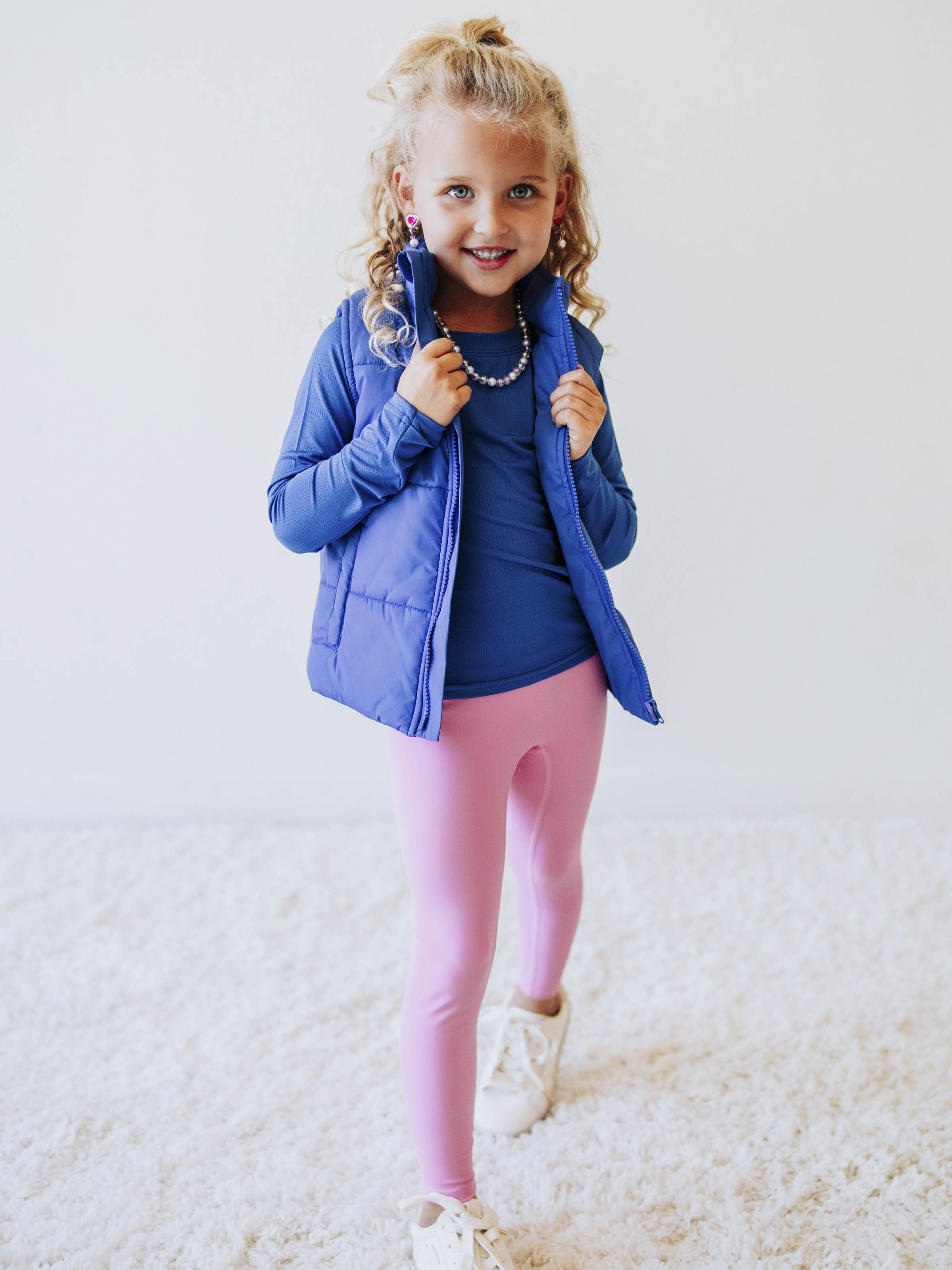 Puffer Vest - Royal Blue Zip Lined Stand Collar