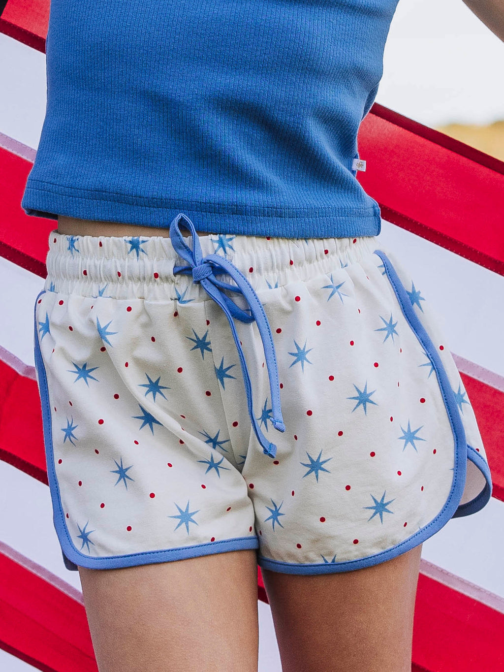 Athletic Shorts - Sparkler Celebration Cotton Spandex Drawstring