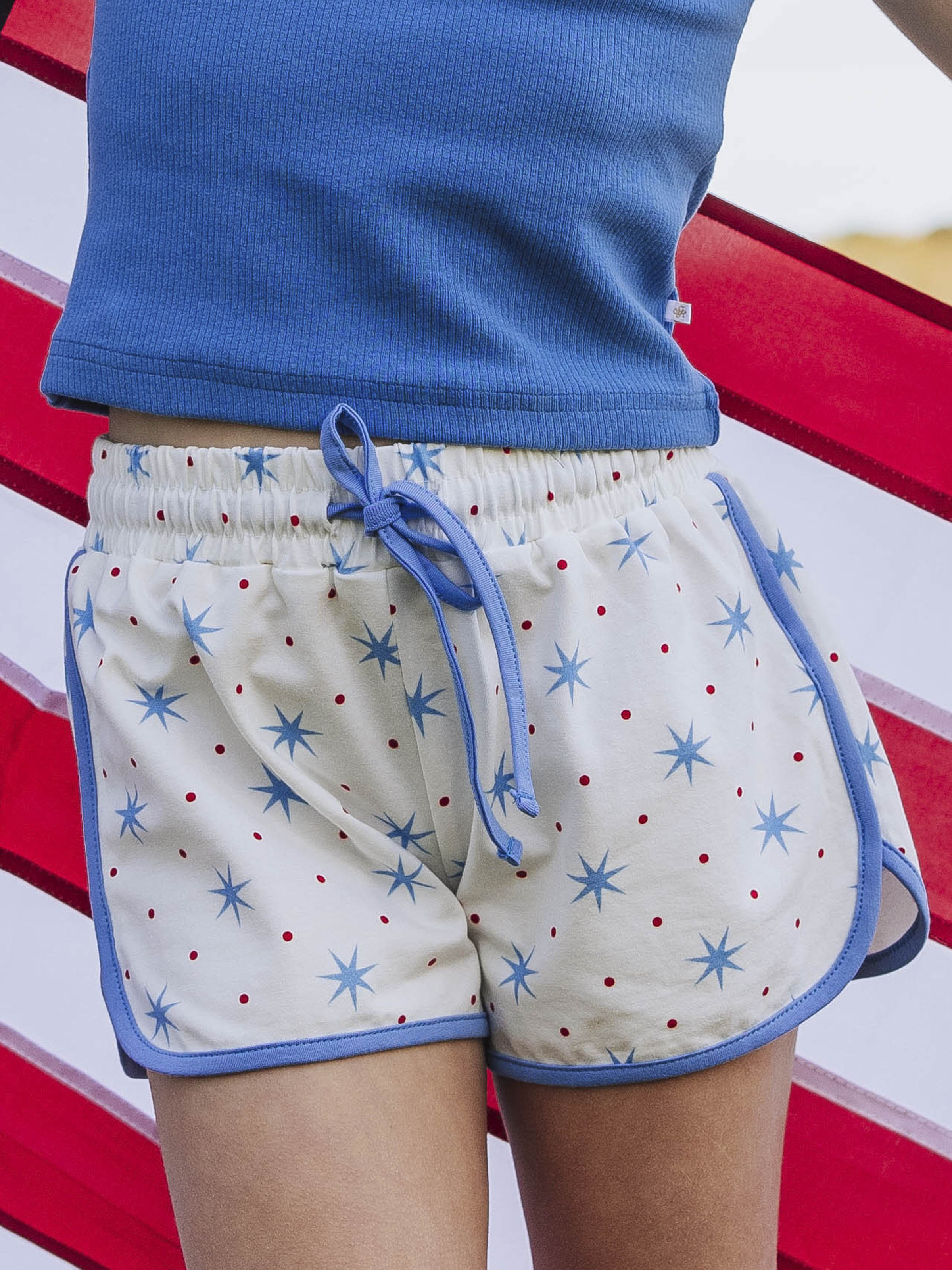Athletic Shorts - Sparkler Celebration Cotton Spandex Drawstring