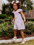 Short Leggy Romper - Pastel Blooms Lined Pockets Ruffled Legs