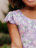 Short Leggy Romper - Pastel Blooms Lined Pockets Ruffled Legs