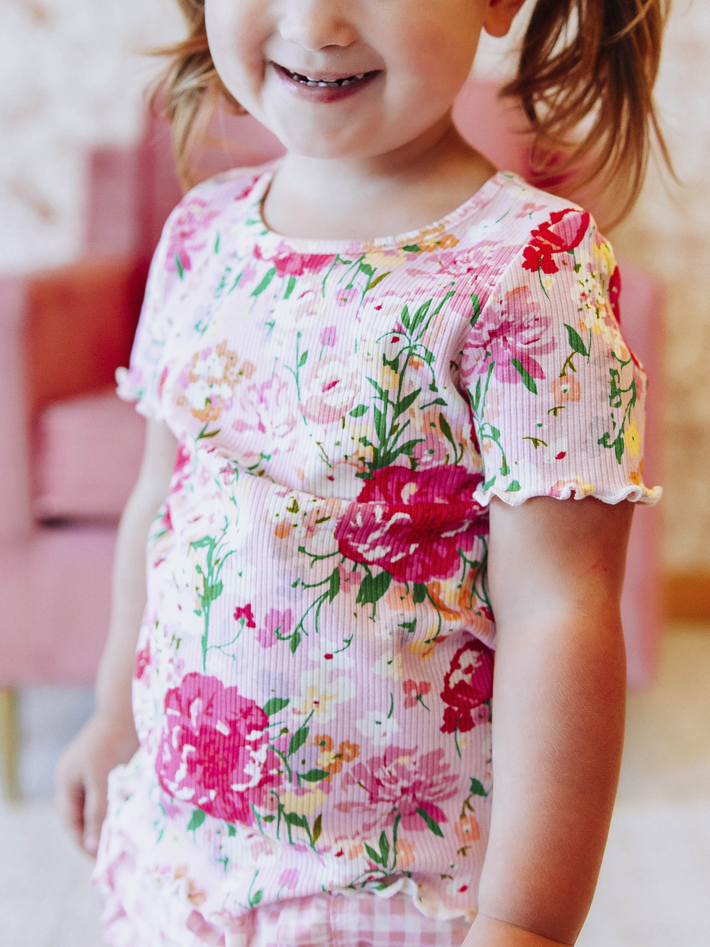 Frilled Sleeve Shirt - Flower Girl Lettuce Edge Cotton