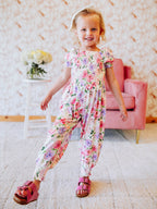 Smocked Romper - Soft Bliss Cotton Lined Elastic Ankle Puff Sleeves