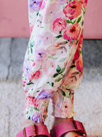 Smocked Romper - Soft Bliss Cotton Lined Elastic Ankle Puff Sleeves