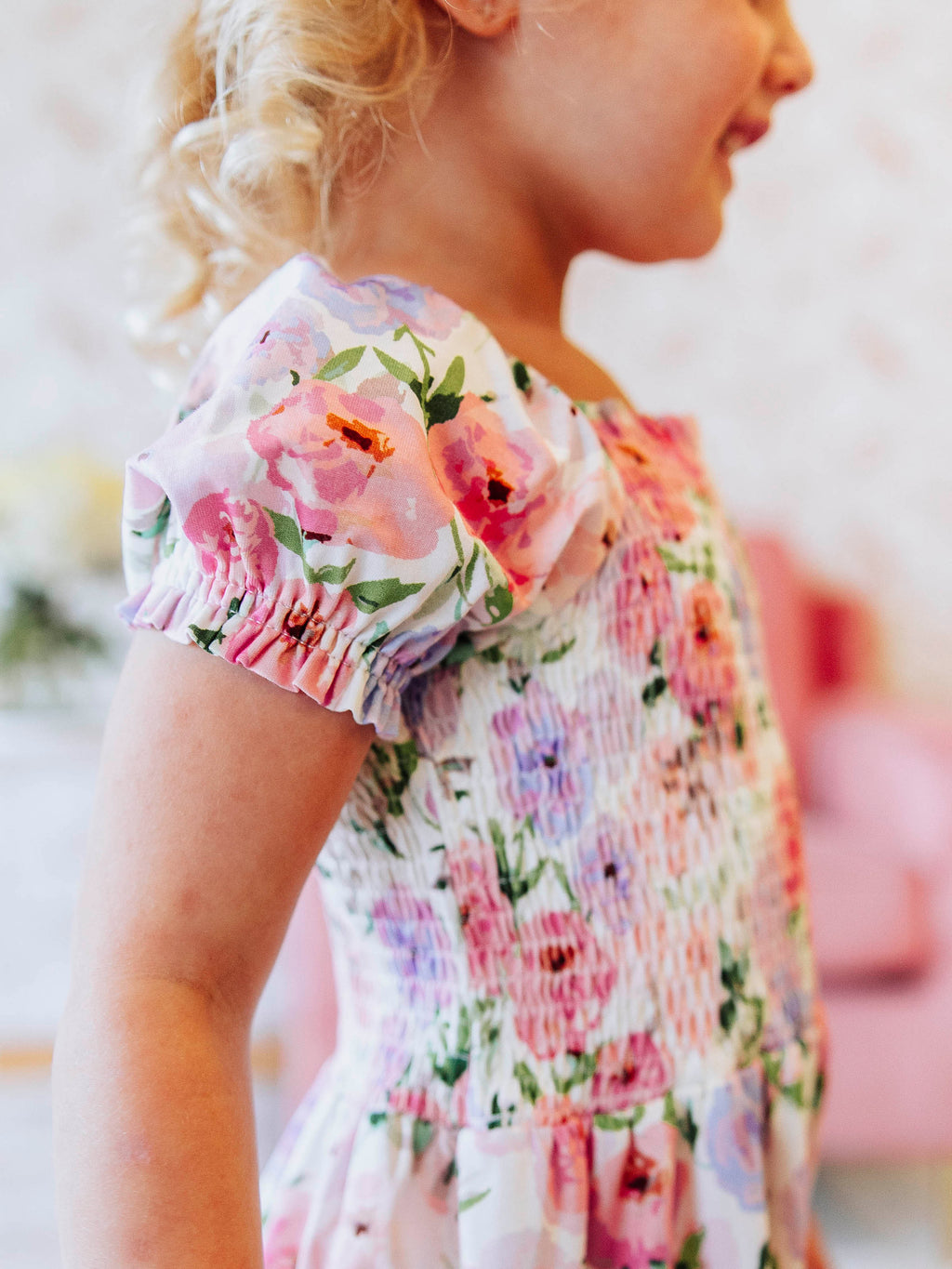 Smocked Romper - Soft Bliss Cotton Lined Elastic Ankle Puff Sleeves