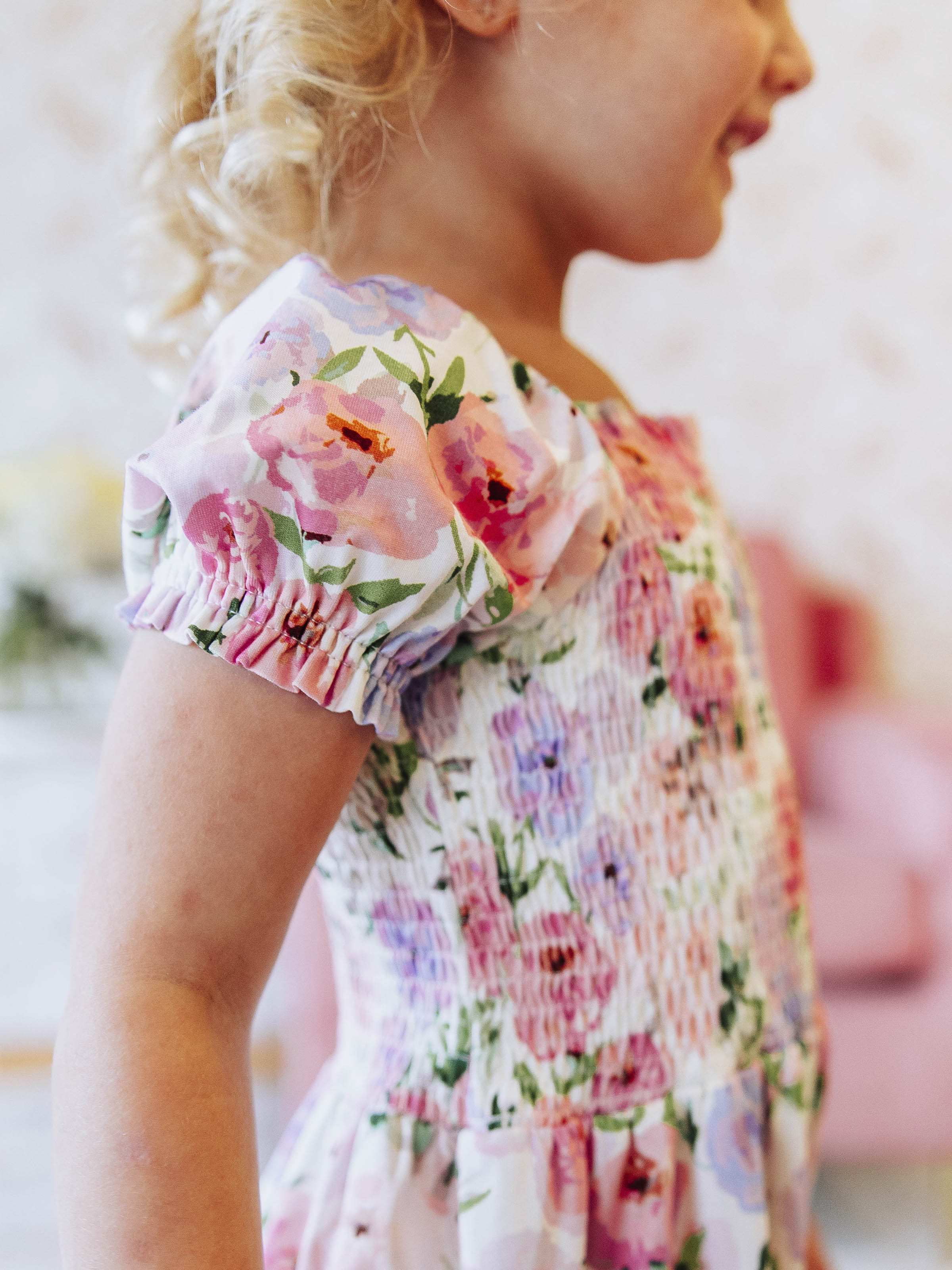 Smocked Romper - Soft Bliss Cotton Lined Elastic Ankle Puff Sleeves
