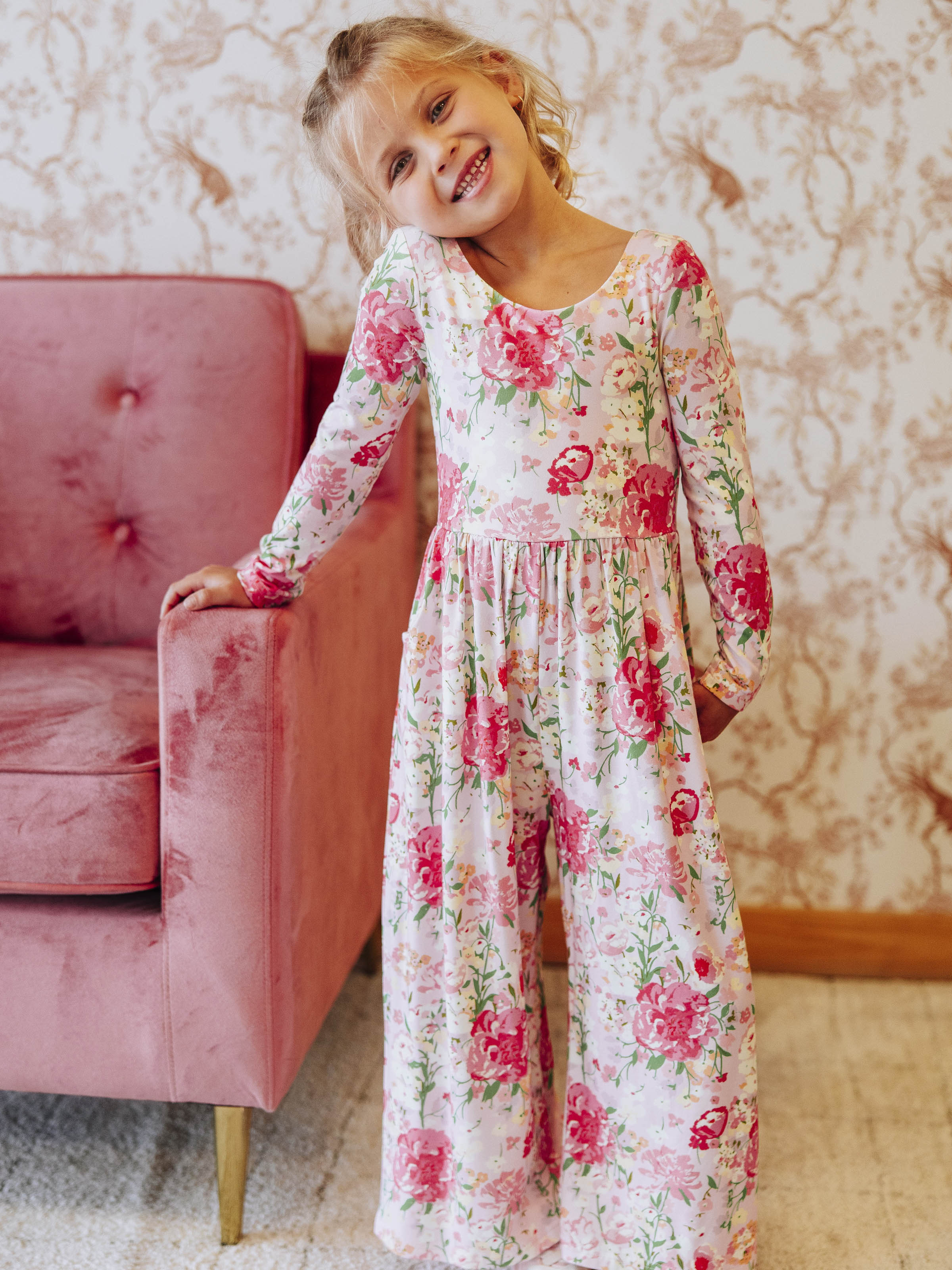 Leggy Romper - Flower Girl Viscose Lined Pockets Scoop Back