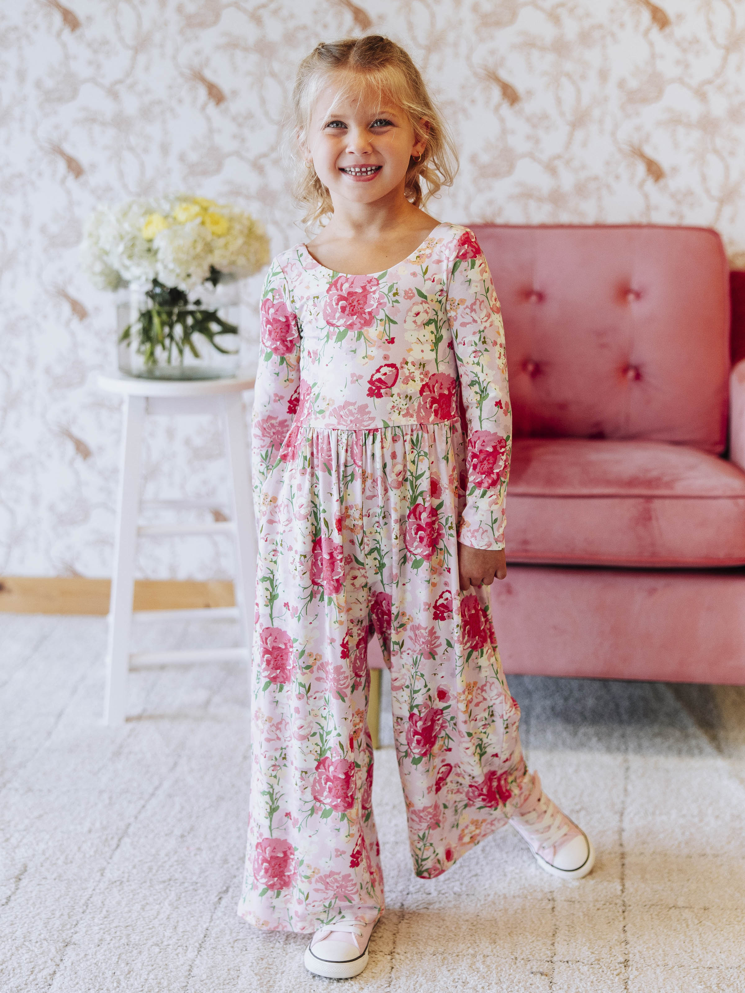 Leggy Romper - Flower Girl Viscose Lined Pockets Scoop Back