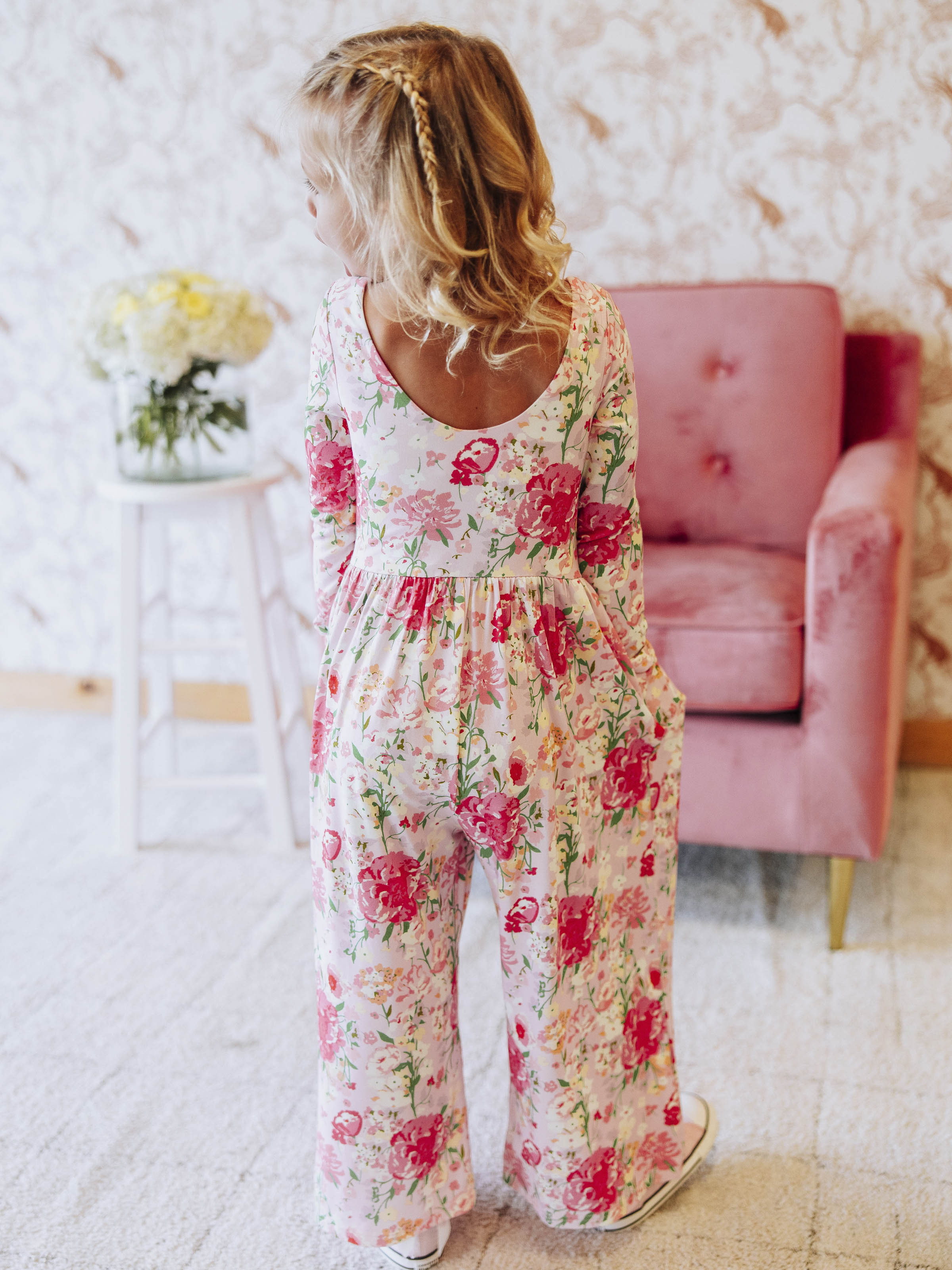 Leggy Romper - Flower Girl Viscose Lined Pockets Scoop Back