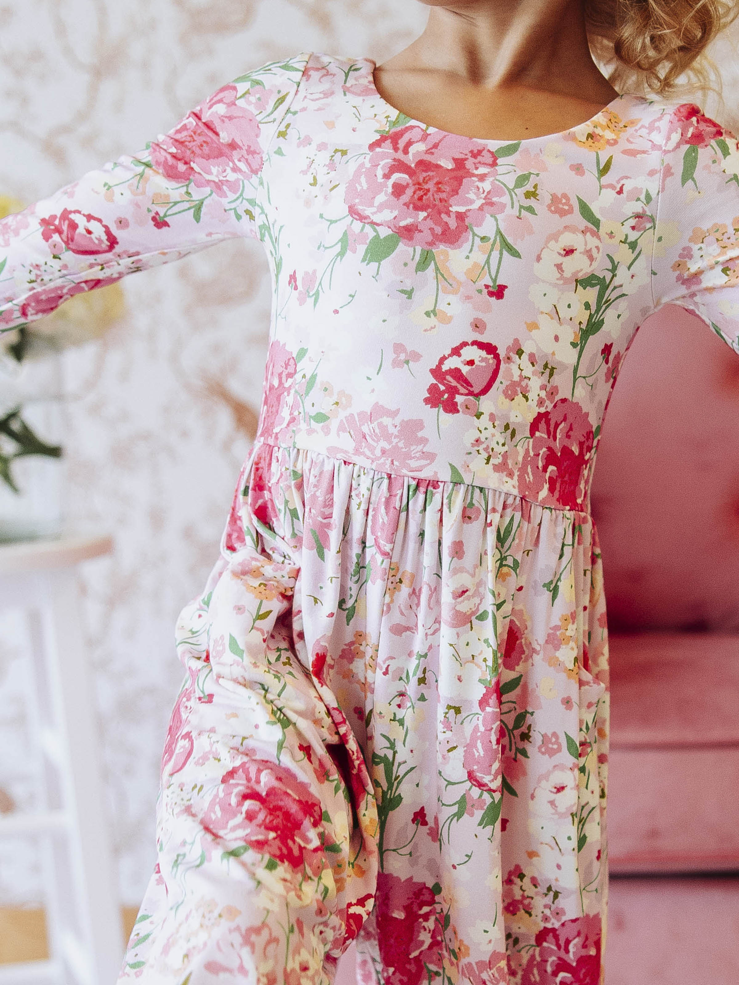 Leggy Romper - Flower Girl Viscose Lined Pockets Scoop Back