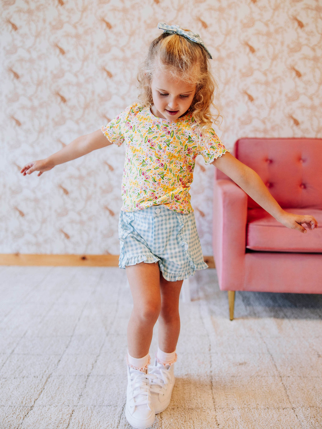 Ruffled Shorts - Blue Gingham Cotton Lined Bloomers