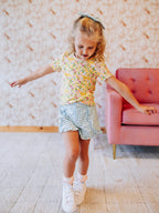 Ruffled Shorts - Blue Gingham Cotton Lined Bloomers