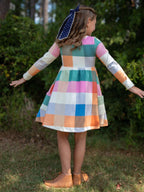 Fitted Ribbed Dress - Fall Nights Plaid Stretch Knit