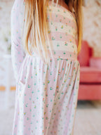 Leggy Romper - Floral Drop Stripe Viscose Lined Scoop Pockets