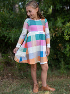 Fitted Ribbed Dress - Fall Nights Plaid Stretch Knit