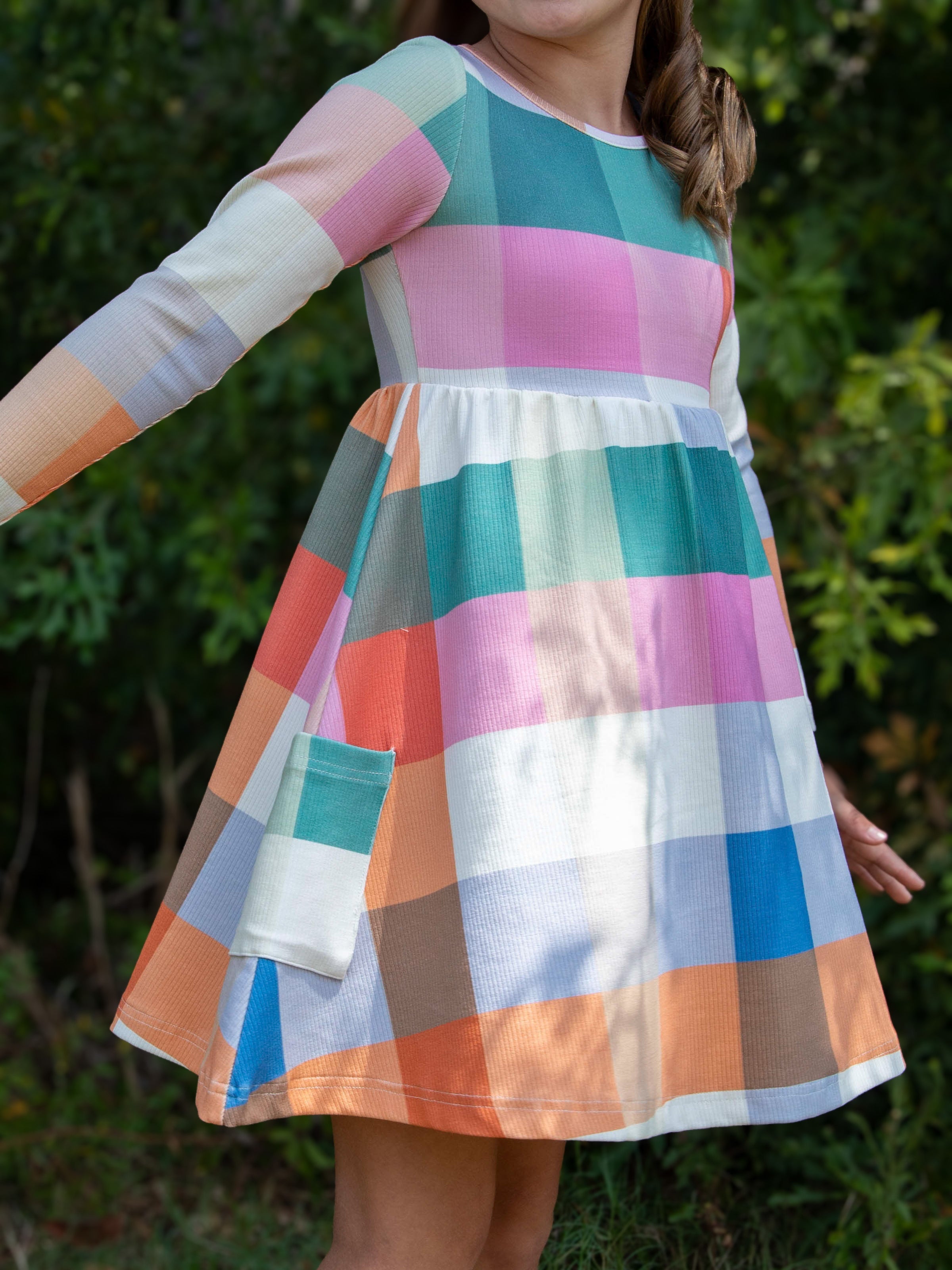 Fitted Ribbed Dress - Fall Nights Plaid Stretch Knit