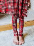 Fitted Ribbed Leggings - Merry Plaid Stretch Cotton