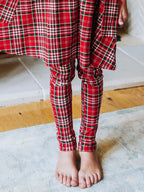 Fitted Ribbed Leggings - Merry Plaid Stretch Cotton