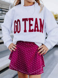 Warm Knit Sweatshirt - Maroon Chenille Applique Grey