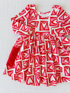 Ribbed Knit Dress - Fun Hearts Cotton Spandex Stretch Fitted
