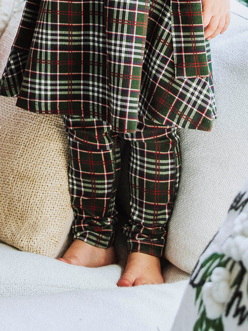 Fitted Ribbed Leggings - Christmas Traditions Elastic Waist