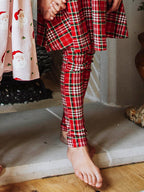 Fitted Ribbed Leggings - Merry Plaid Stretch Cotton