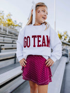 Warm Knit Sweatshirt - Maroon Chenille Applique Grey