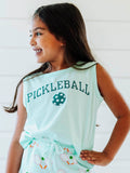 Sky Blue Pickleball Graphic Tank Top Cotton Crew