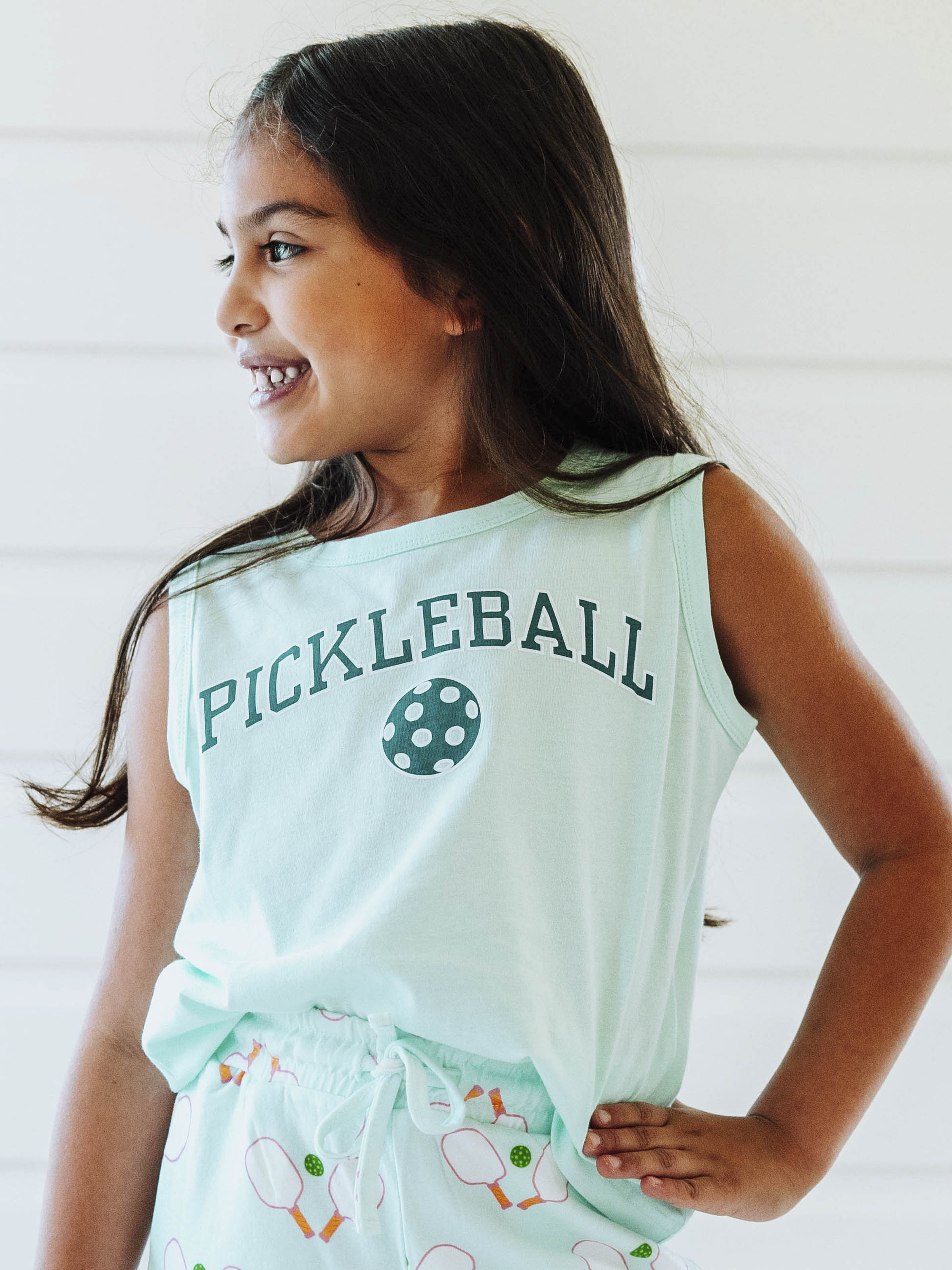 Sky Blue Pickleball Graphic Tank Top Cotton Crew
