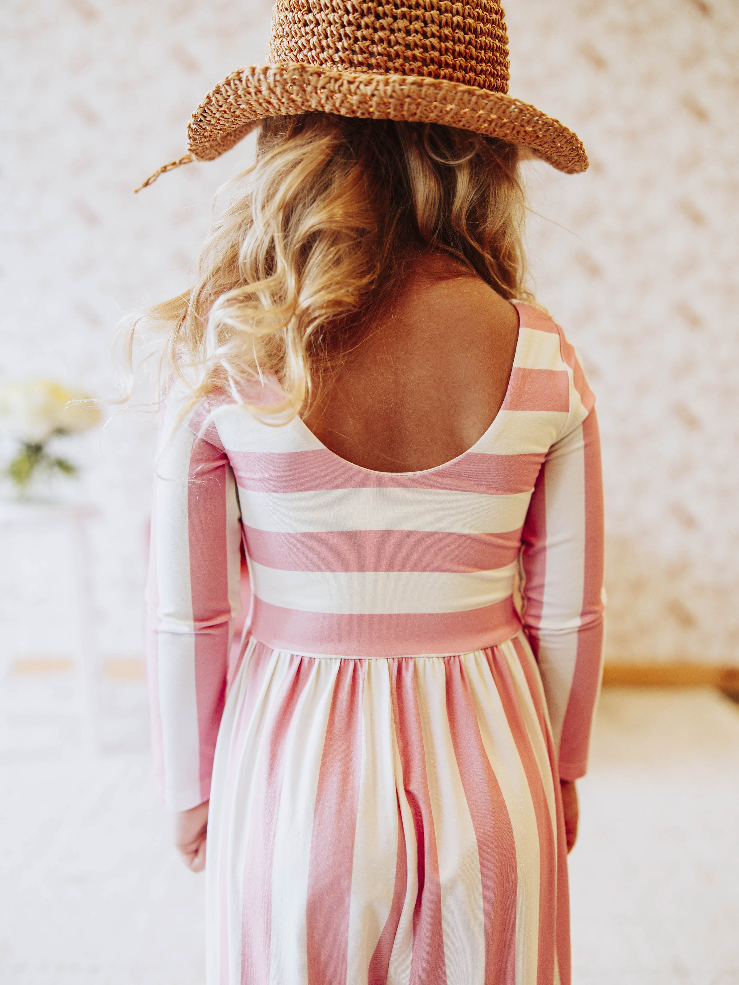 Leggy Romper - Pink Stripe Viscose Spandex Lined Hidden Pockets