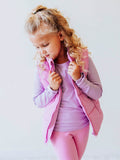 Puffer Vest - Purple Pink Zip Lined Pockets Stand Collar
