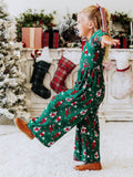 Leggy Romper - Elves Print Lined Bodice Scoop Back Pockets