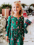 Leggy Romper - Elves Print Lined Bodice Scoop Back Pockets