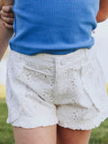 Ruffled Shorts - White Eyelet Lace Cotton Lined Bloomers