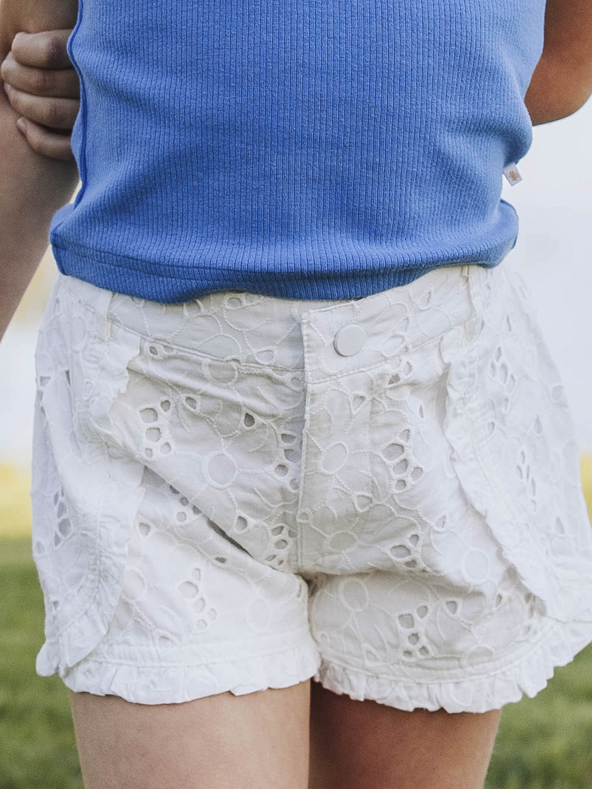 Ruffled Shorts - White Eyelet Lace Cotton Lined Bloomers