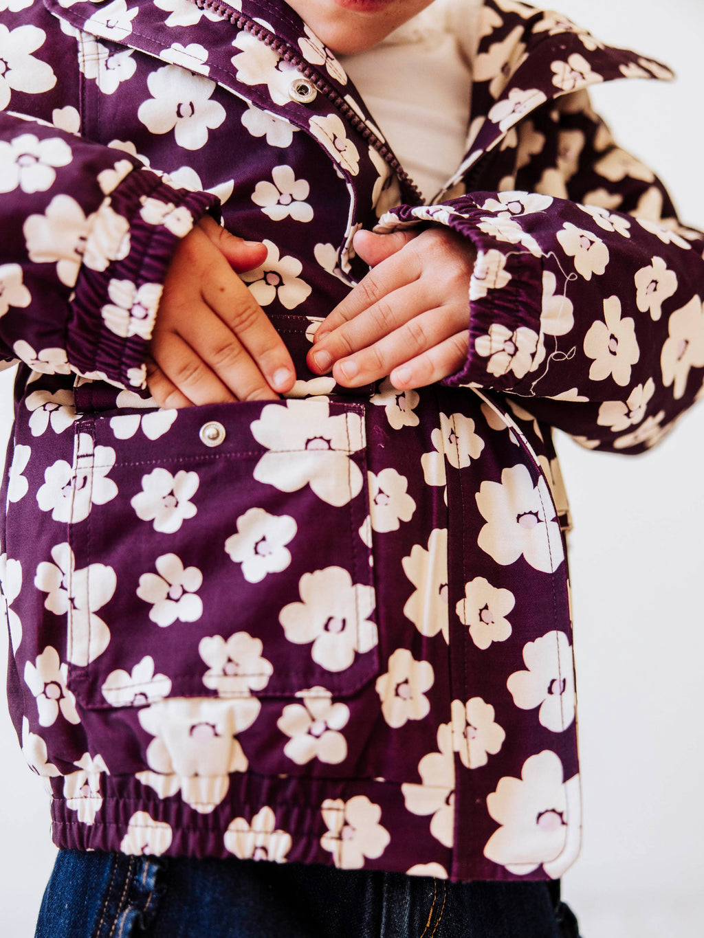 Sherpa Lined Hooded Jacket - Sugar Plum Floral Cotton Zip