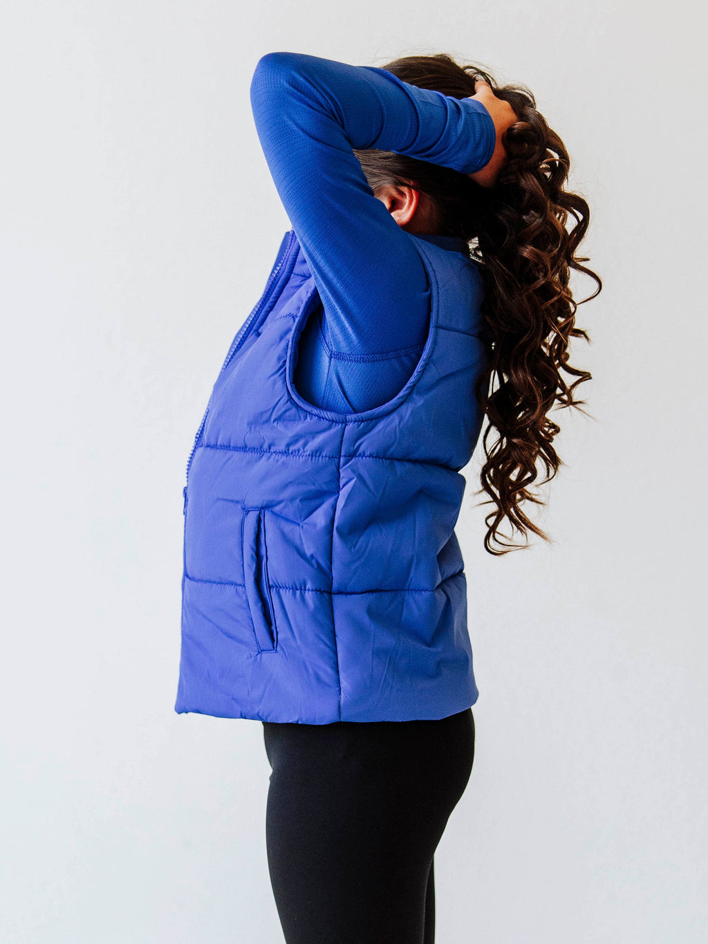 Puffer Vest - Royal Blue Zip Lined Stand Collar