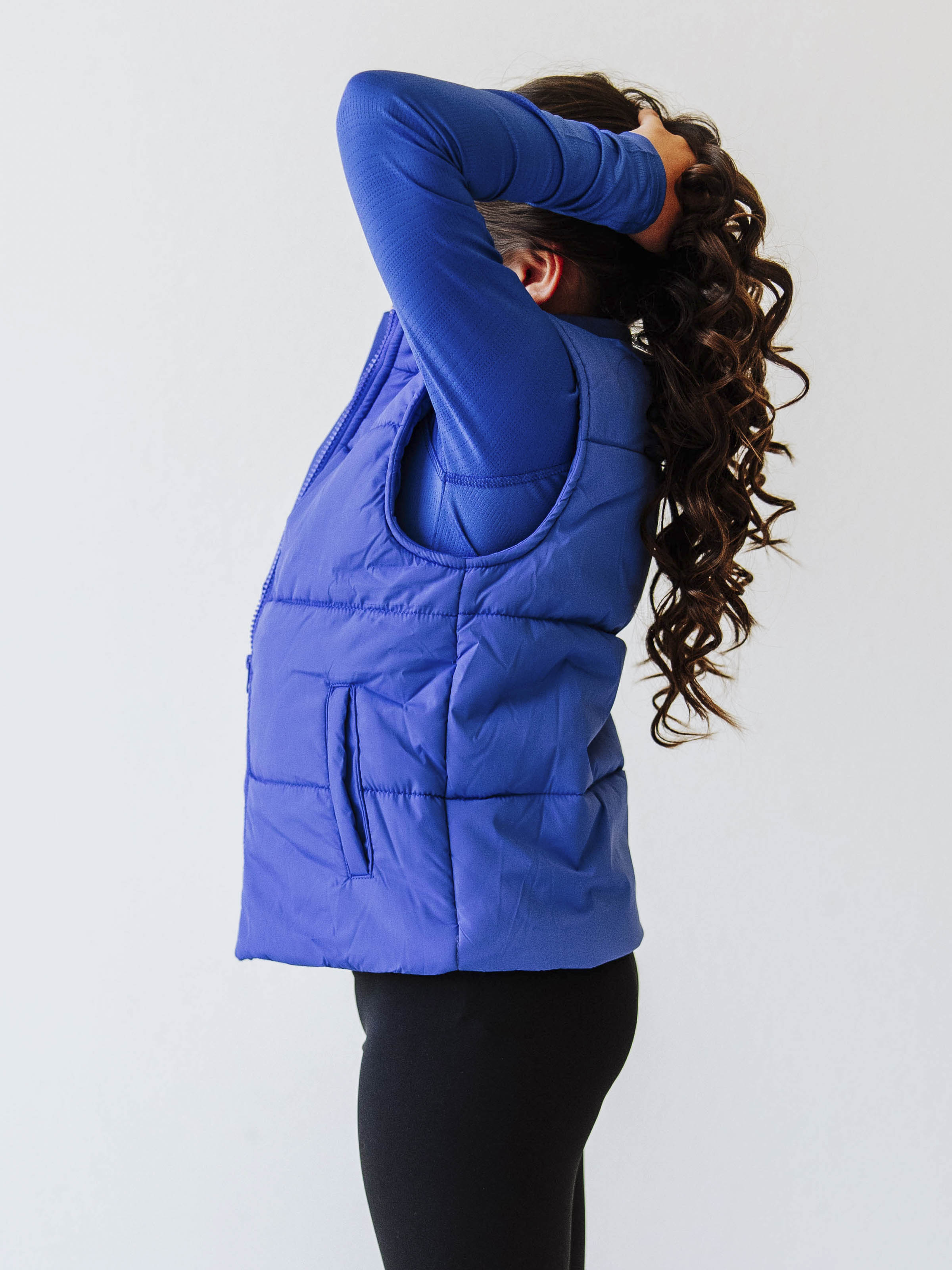 Puffer Vest - Royal Blue Zip Lined Stand Collar