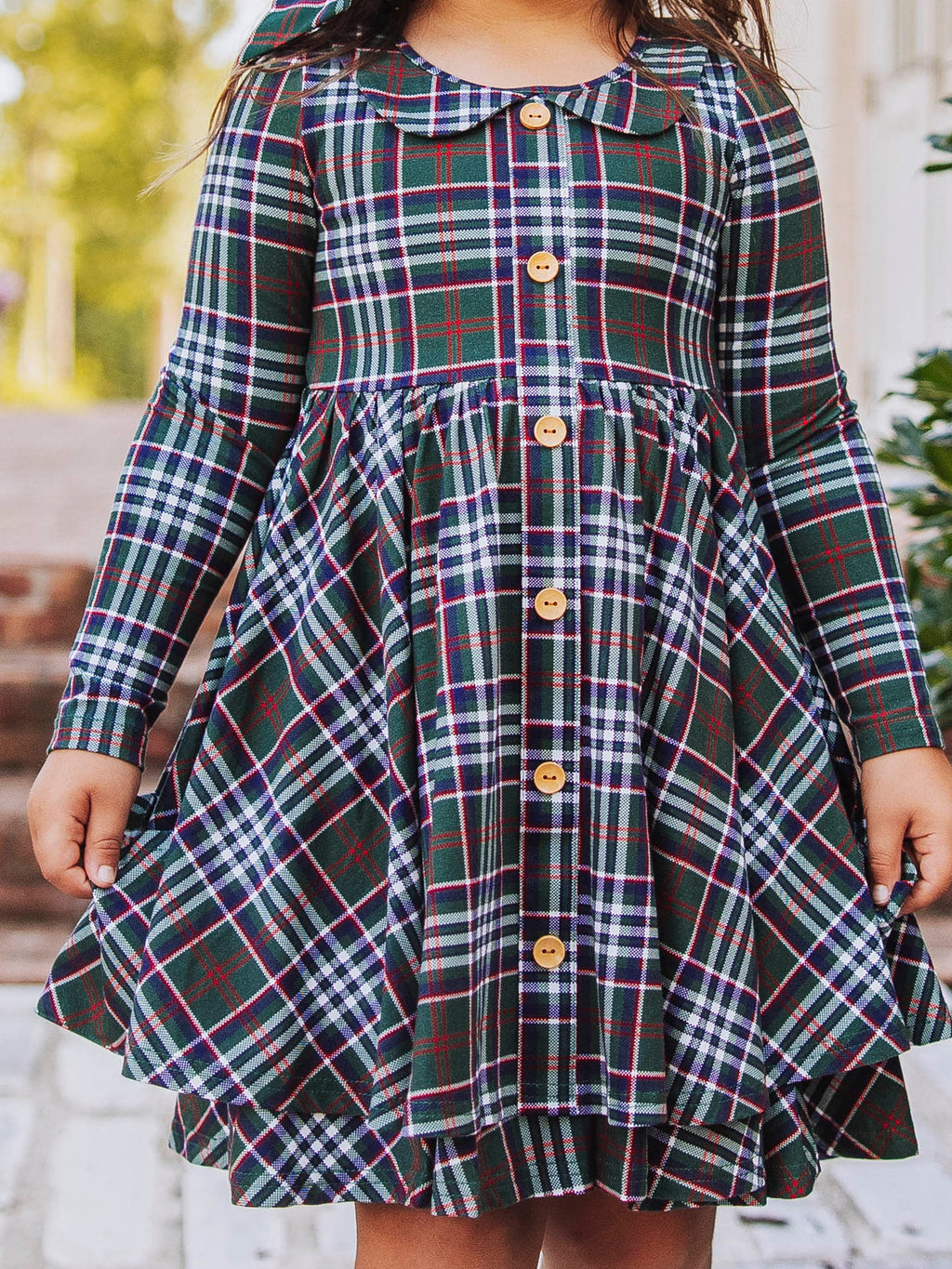 Button Front Dress - Christmas Traditions Peter Pan Collar