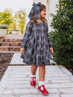 Button Front Dress - Christmas Traditions Peter Pan Collar