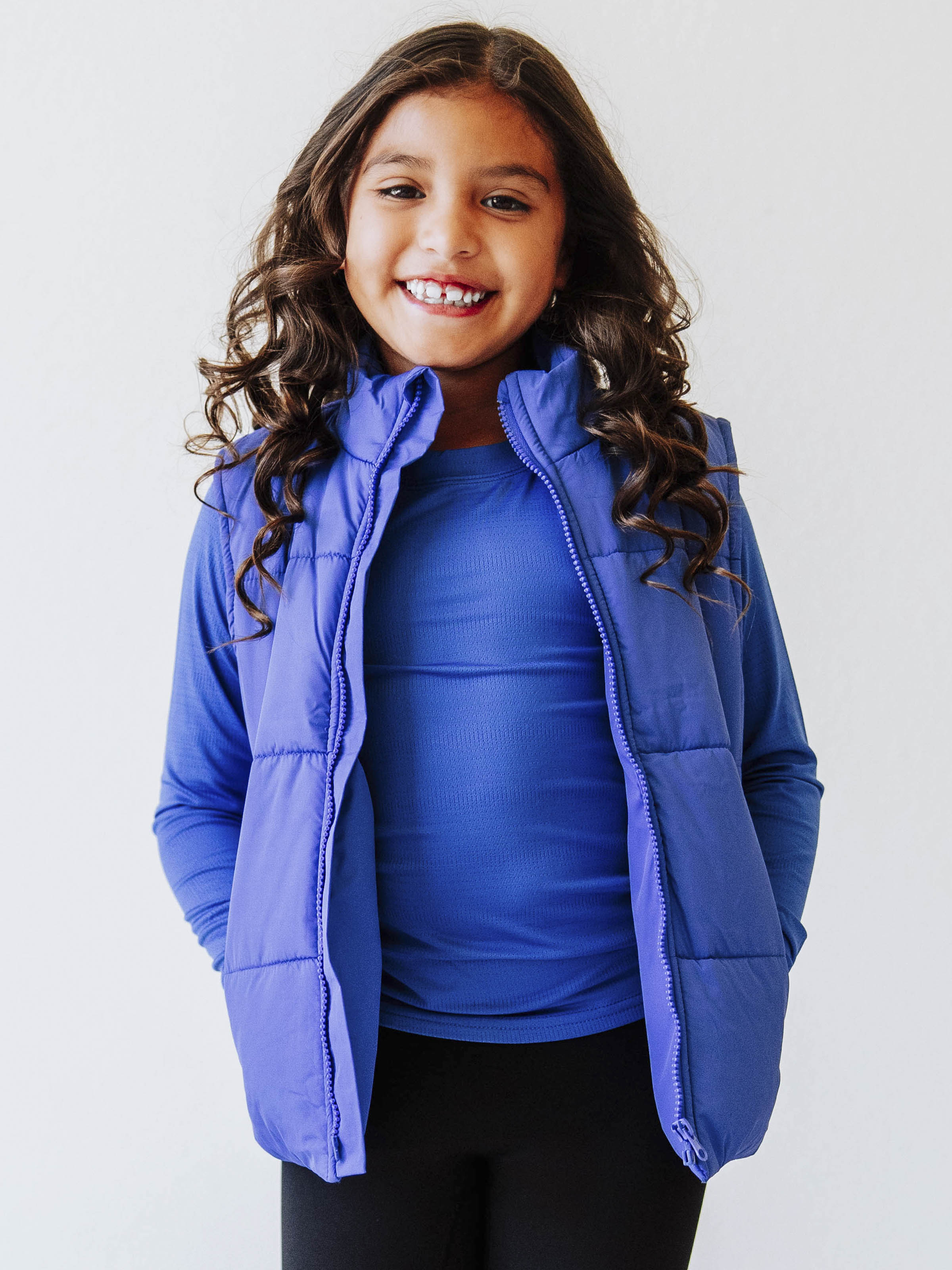 Puffer Vest - Royal Blue Zip Lined Stand Collar