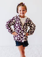 Sherpa Lined Hooded Jacket - Sugar Plum Floral Cotton Zip