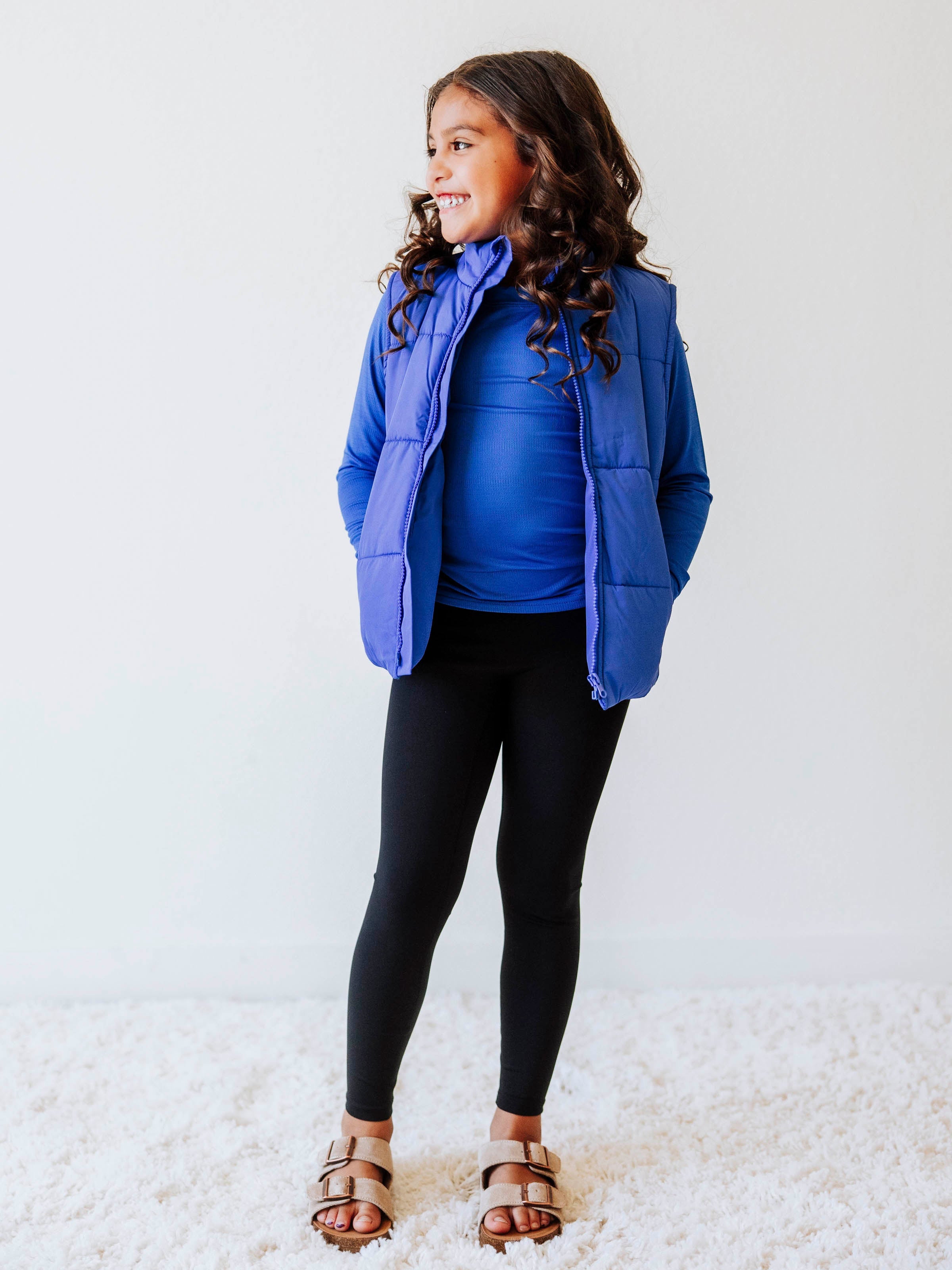 Puffer Vest - Royal Blue Zip Lined Stand Collar