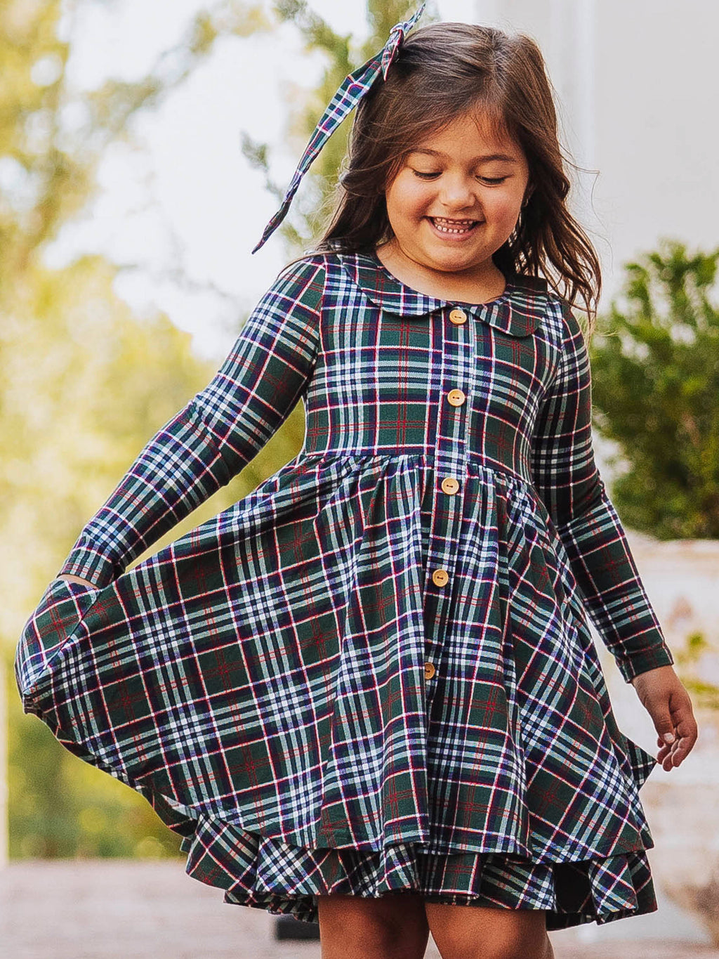 Button Front Dress - Christmas Traditions Peter Pan Collar