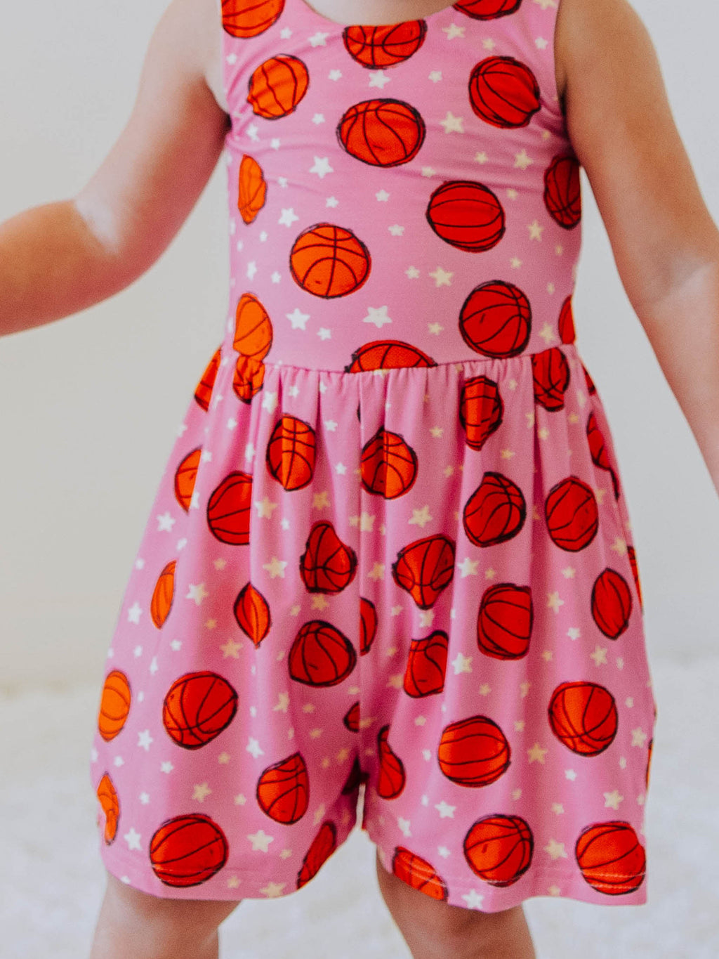 Short Leggy Romper - Basketball Allstars Lined Pockets Scoop